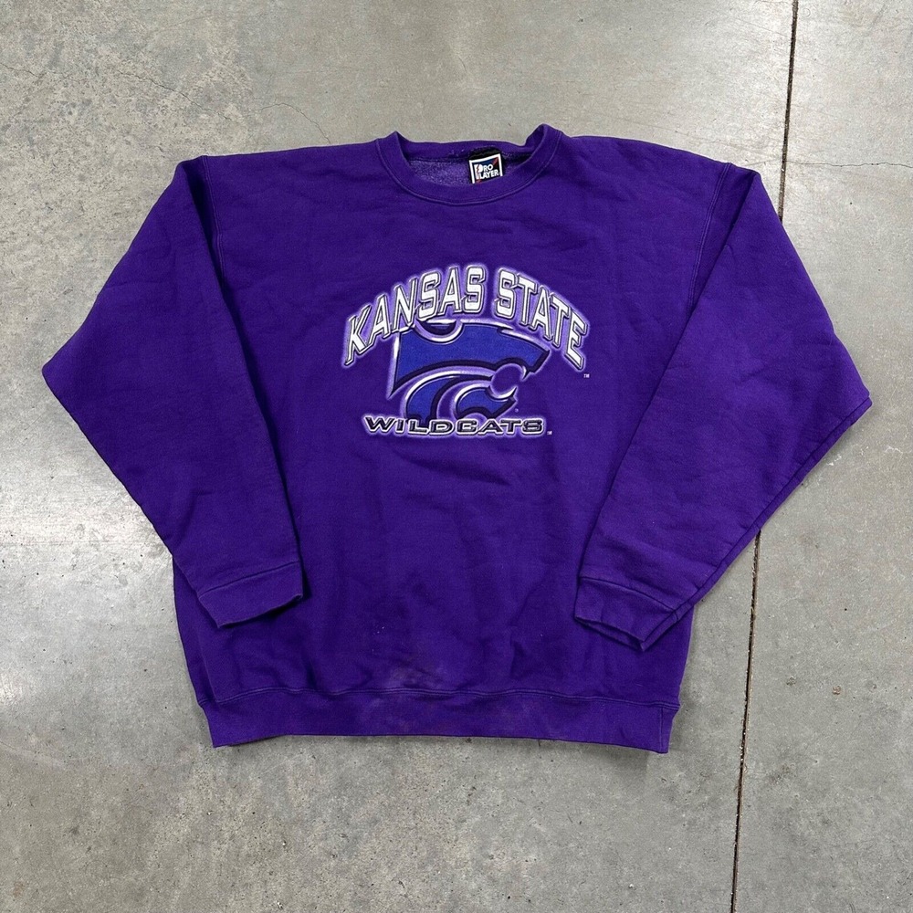 Vintage Kansas State Wildcats Sweatshirt Adult 2XL Purple KSU Pro Player‎